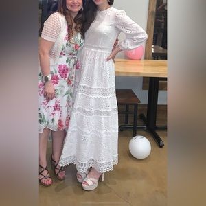 Born on Fifth X Antonio Melani DaintyJewells long sleeve maxi White Eyelet Dress